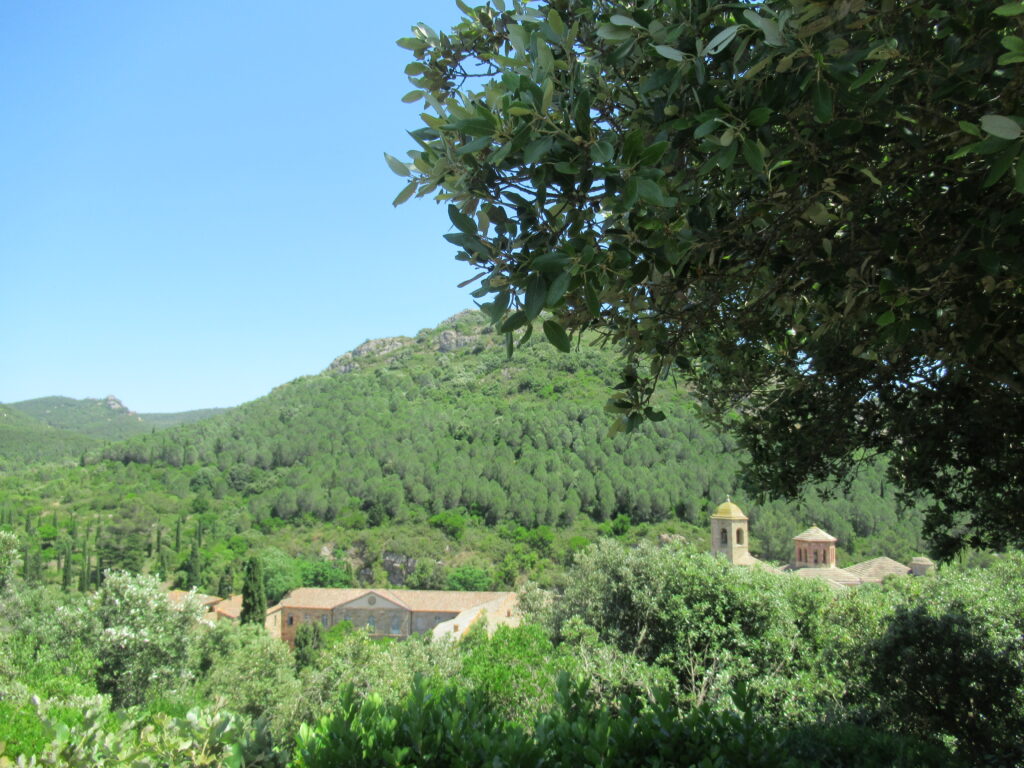 Ausblick auf die Abtei Fontfroide in der Nähe von Narbonne